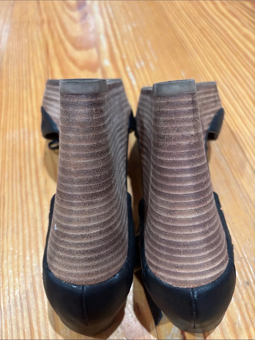 Black T-Strap Wedge Sandals with Perforated Detail